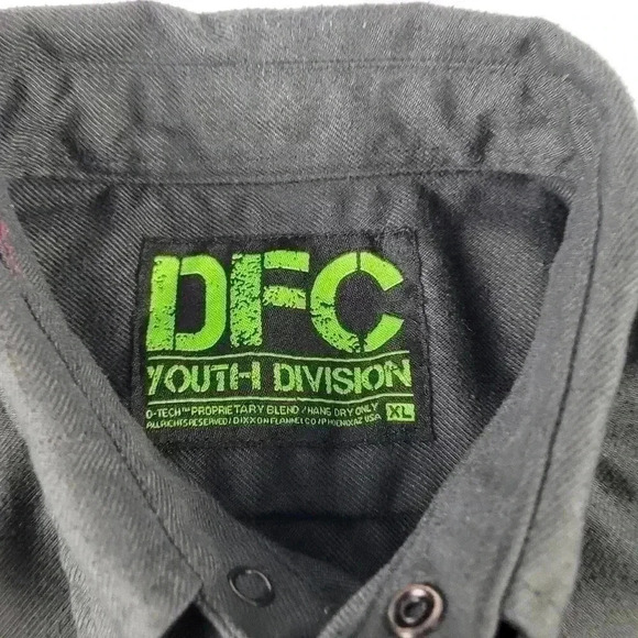 Dixxon DFC Youth Division Flannel Shirt Youth XL Gray Black Plaid Button Up - Picture 5 of 7